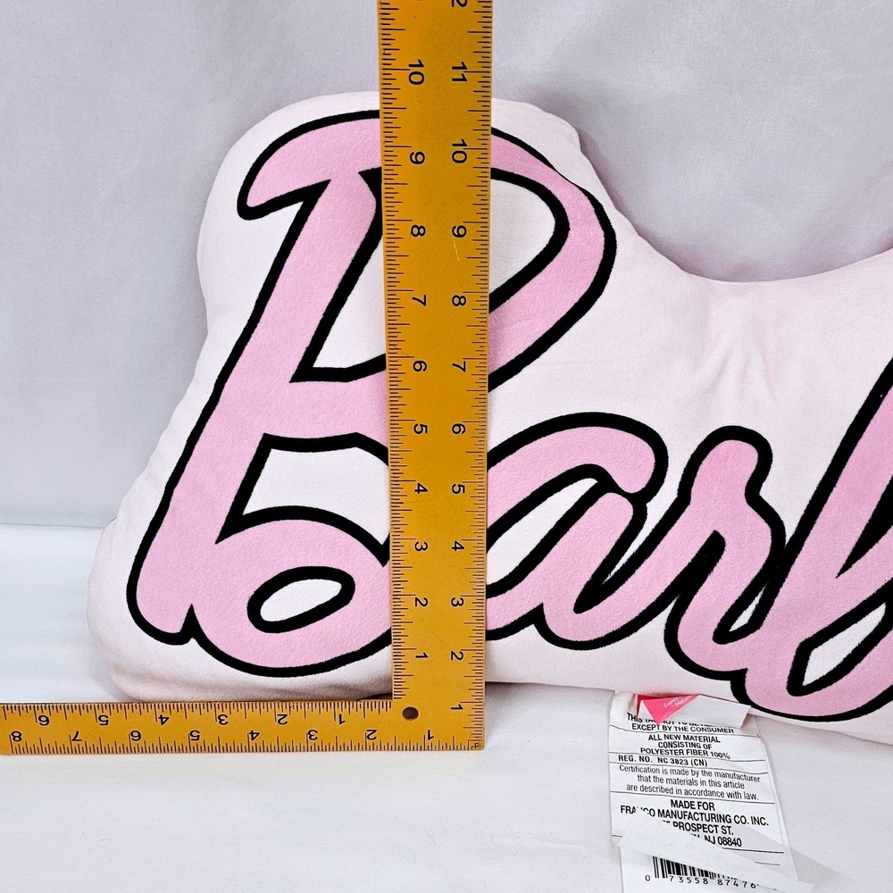 Barbie Pink Bone Shaped Plush Large Pillow Dreamhouse Decor Girls Heart Logo - Picture 3 of 10